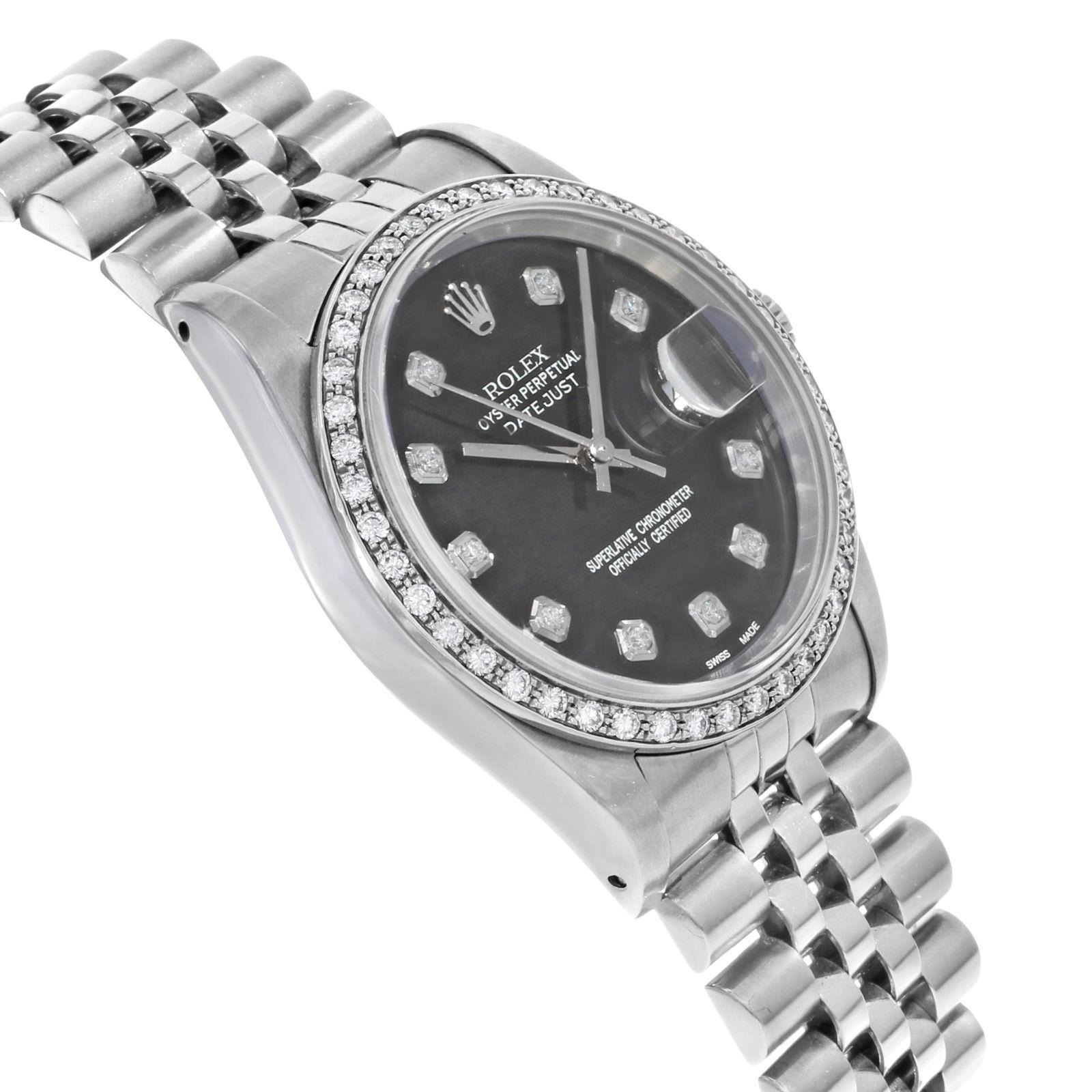 Rolex Datejust 16234 Custom Bezel and Dial 1988 Diamond Automatic Men's Watch 1
