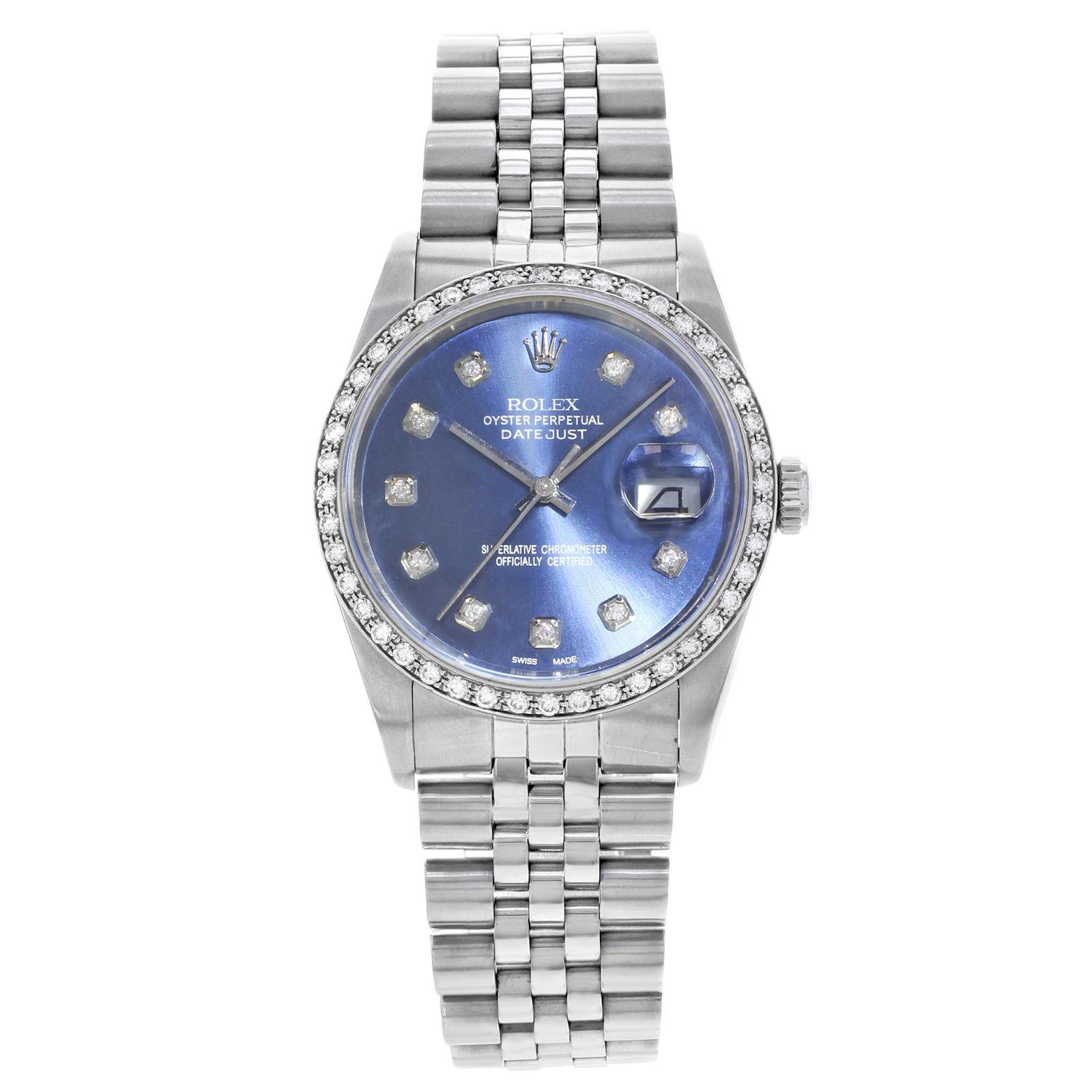 Rolex Datejust 16234 Custom Bezel and Dial 1988 Diamond Automatic Men’s Watch 2