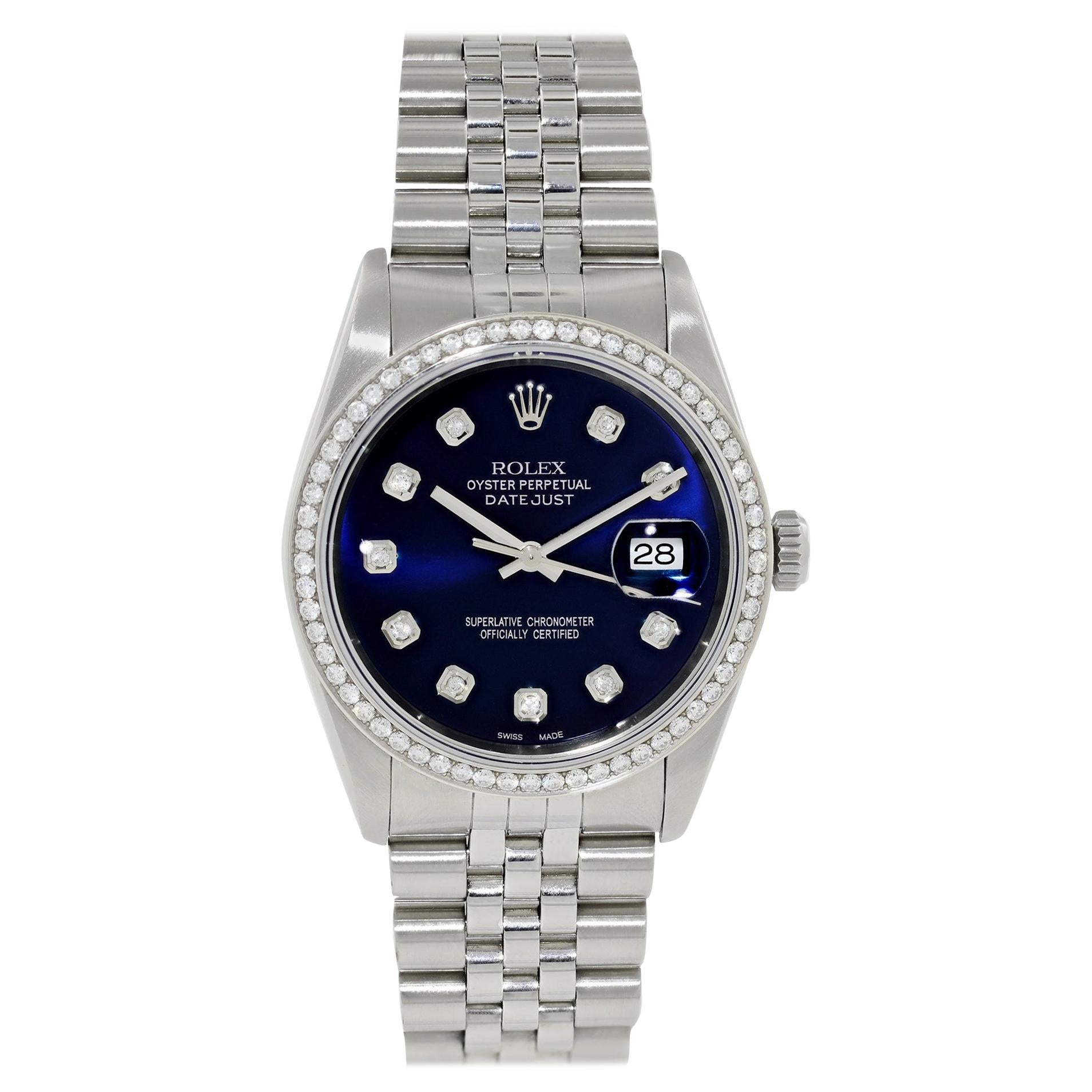 Rolex Datejust 16234 Diamond Men's Watch For Sale