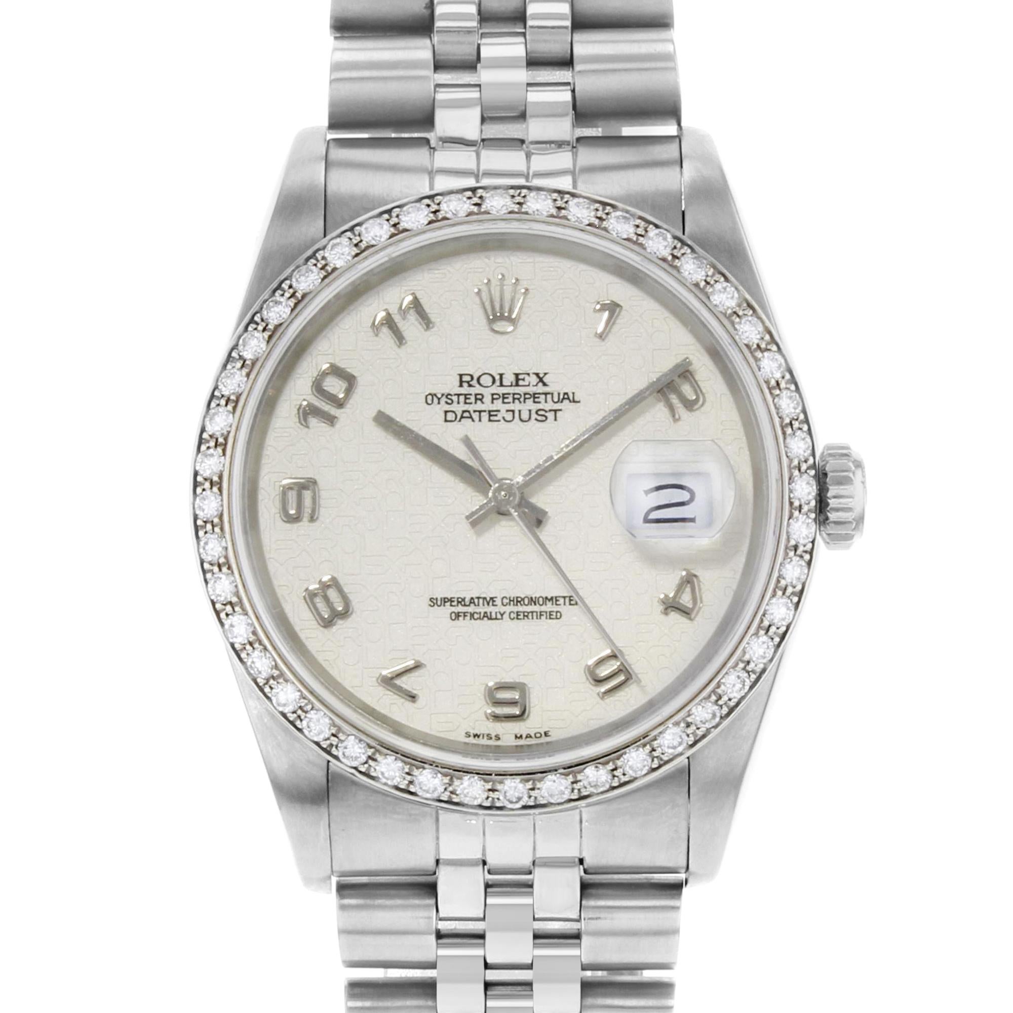 Rolex Datejust 16234 Holes Arabic Jubilee Dial Custom Diamond Bezel Mens Watch