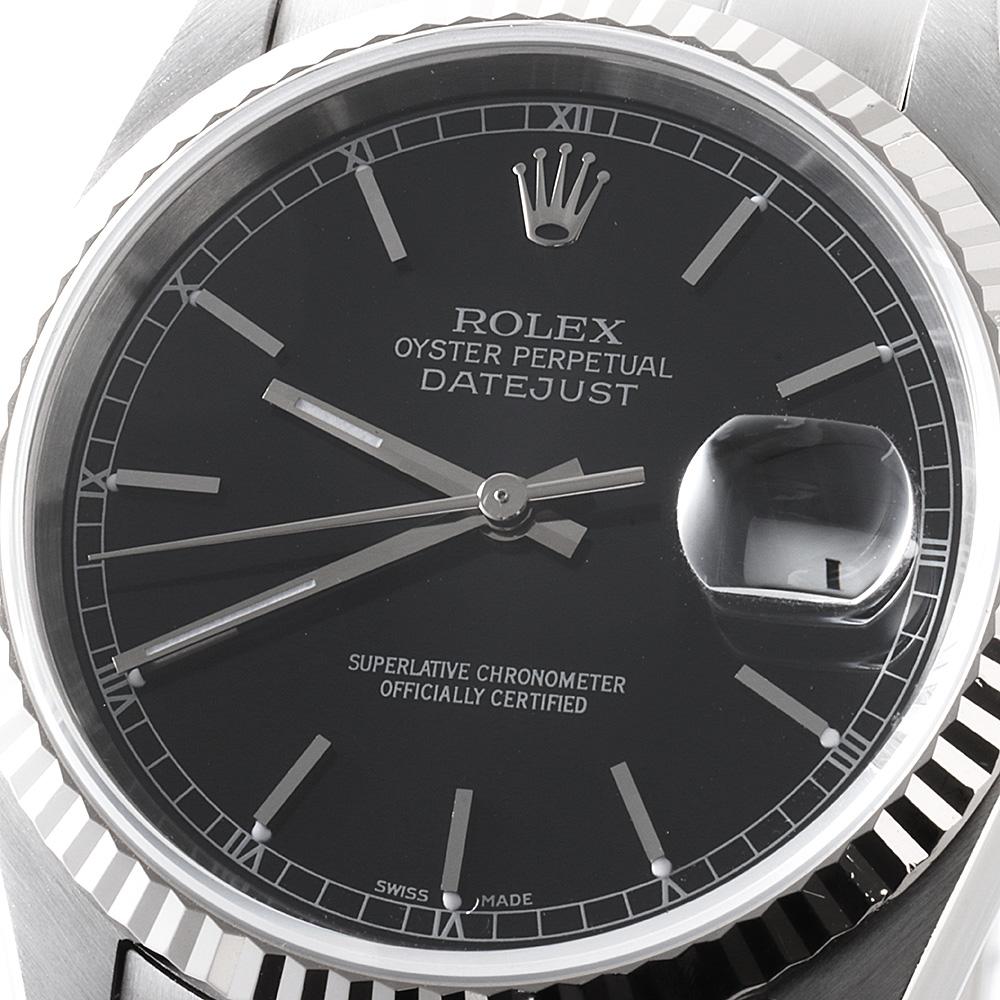 Rolex Datejust 16234 Men's Used Watch, Black Dial, Y Serial, Stainless Steel 2