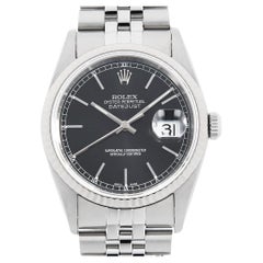 Rolex Datejust 16234 Men's Used Watch, Black Dial, Y Serial, Stainless Steel
