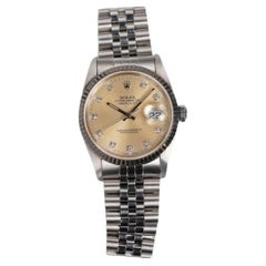 Rolex Datejust 16234 Patina Diamond Dial Watch in Stainless steel case, 1990s