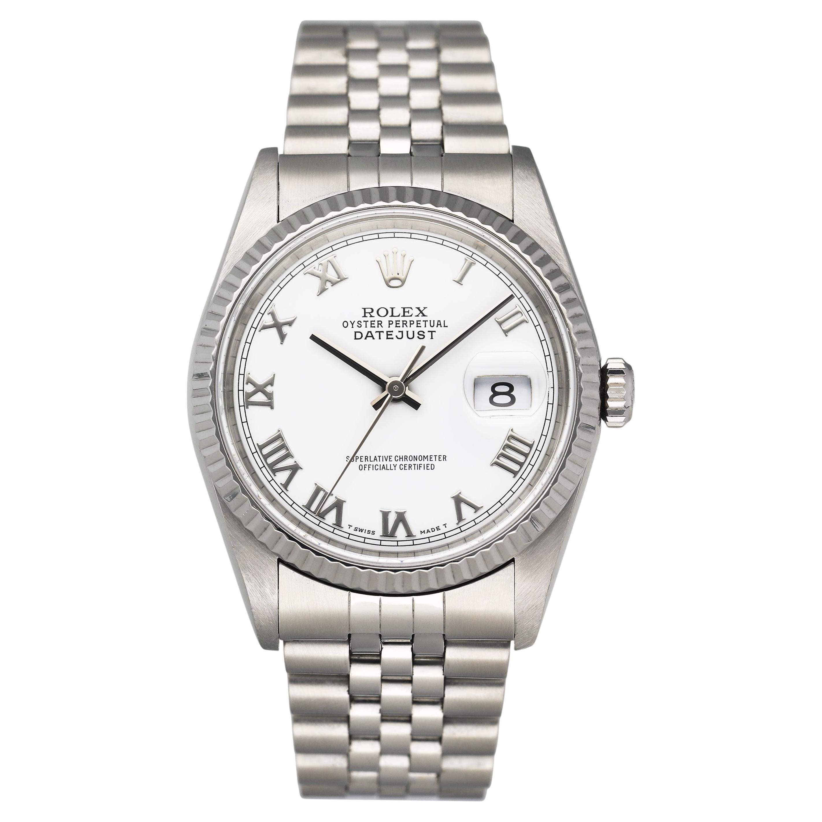 Rolex Datejust 16234 Roman White Dial Mens Watch