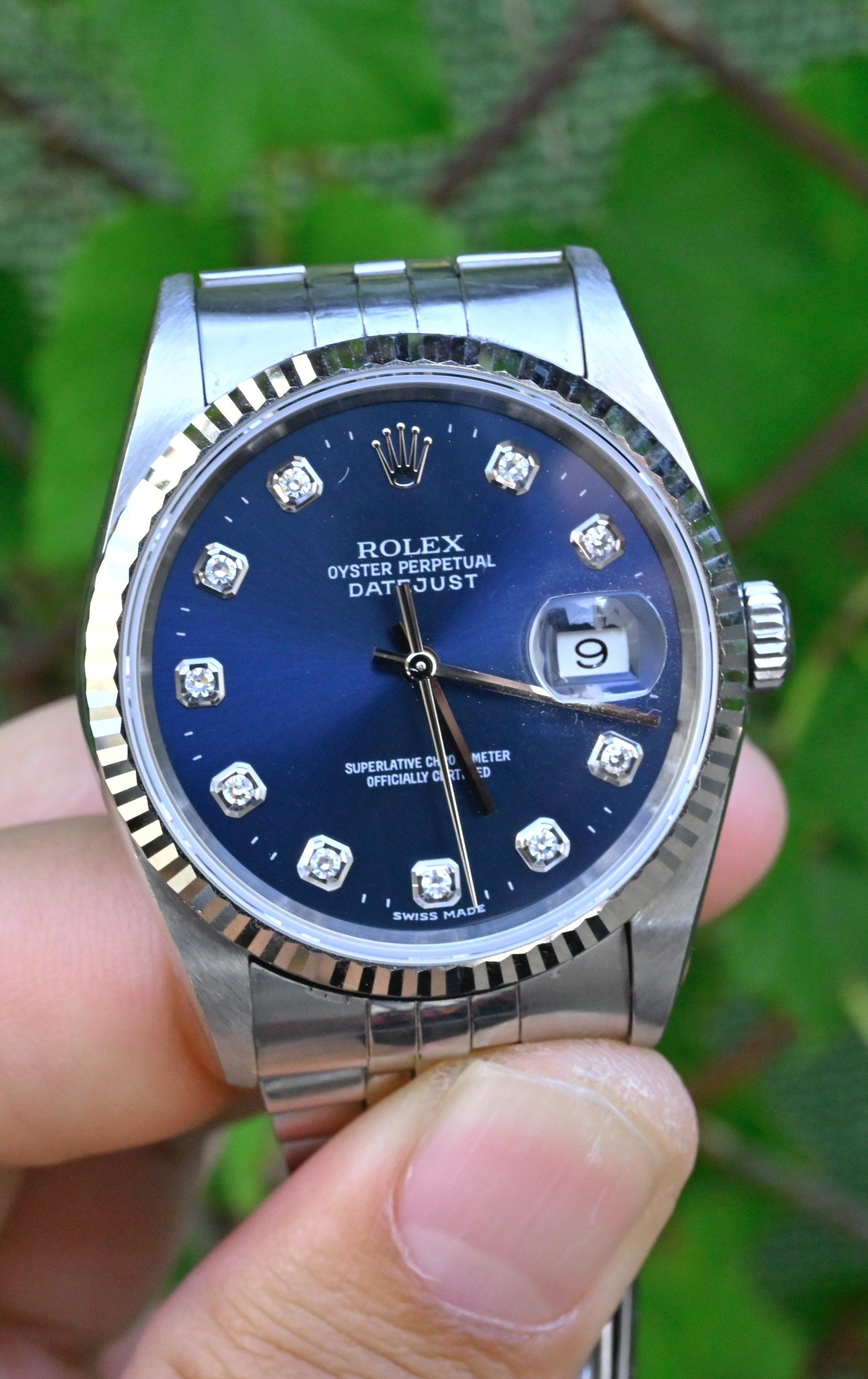 Rolex Datejust 16234 Acier inoxydable - Factory Diamond Dial No Holes Y Series en vente 2