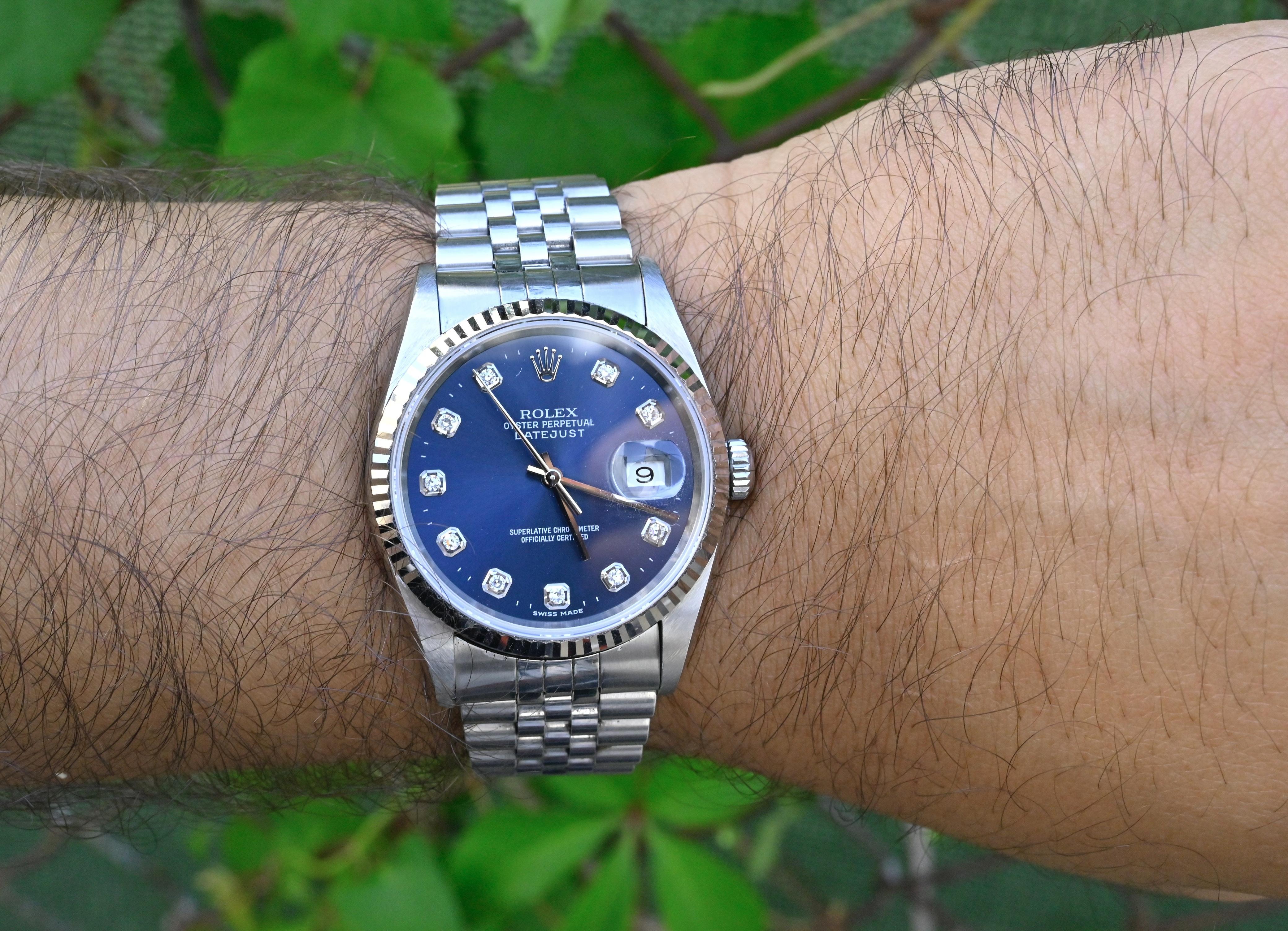 Rolex Datejust 16234 Acier inoxydable - Factory Diamond Dial No Holes Y Series en vente 3