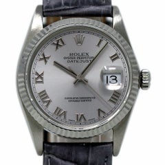 Rolex Datejust 16234 Steel and White Gold Silver Leather 2 Year Warranty