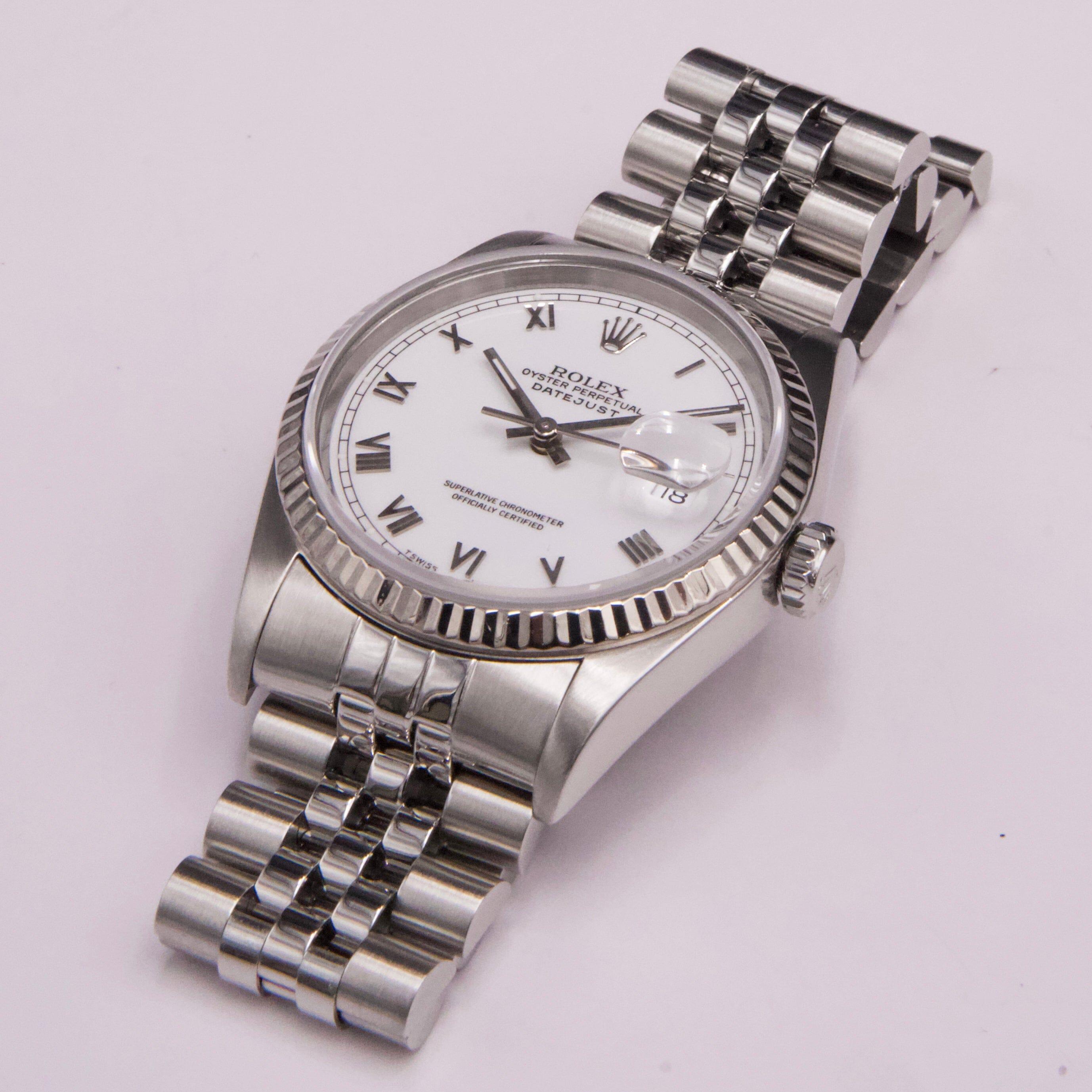 Rolex Datejust 16234 Weißes Zifferblatt Herrenuhr im Zustand „Hervorragend“ im Angebot in Great Neck, NY