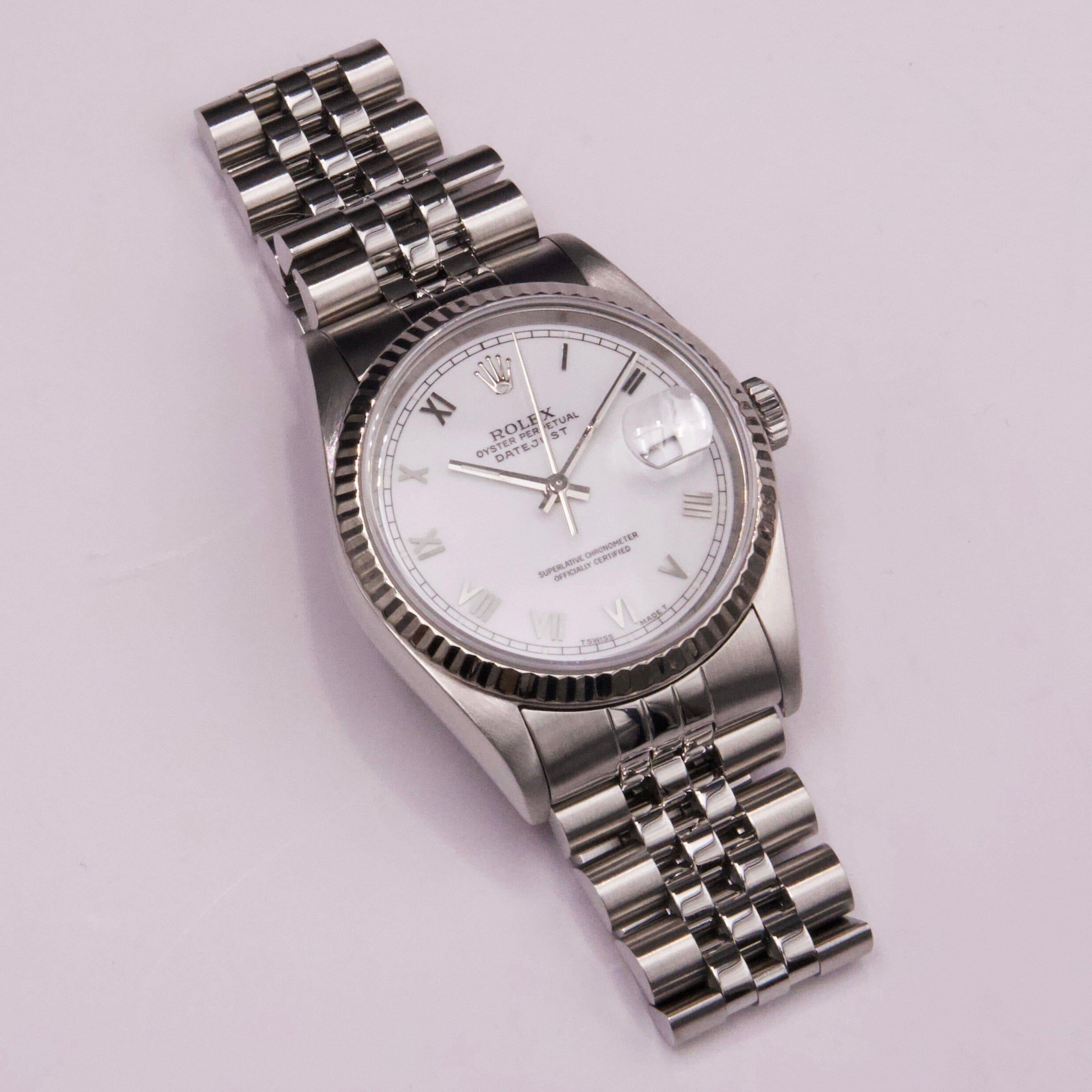 Rolex Datejust 16234 Weißes Zifferblatt Herrenuhr im Angebot 1