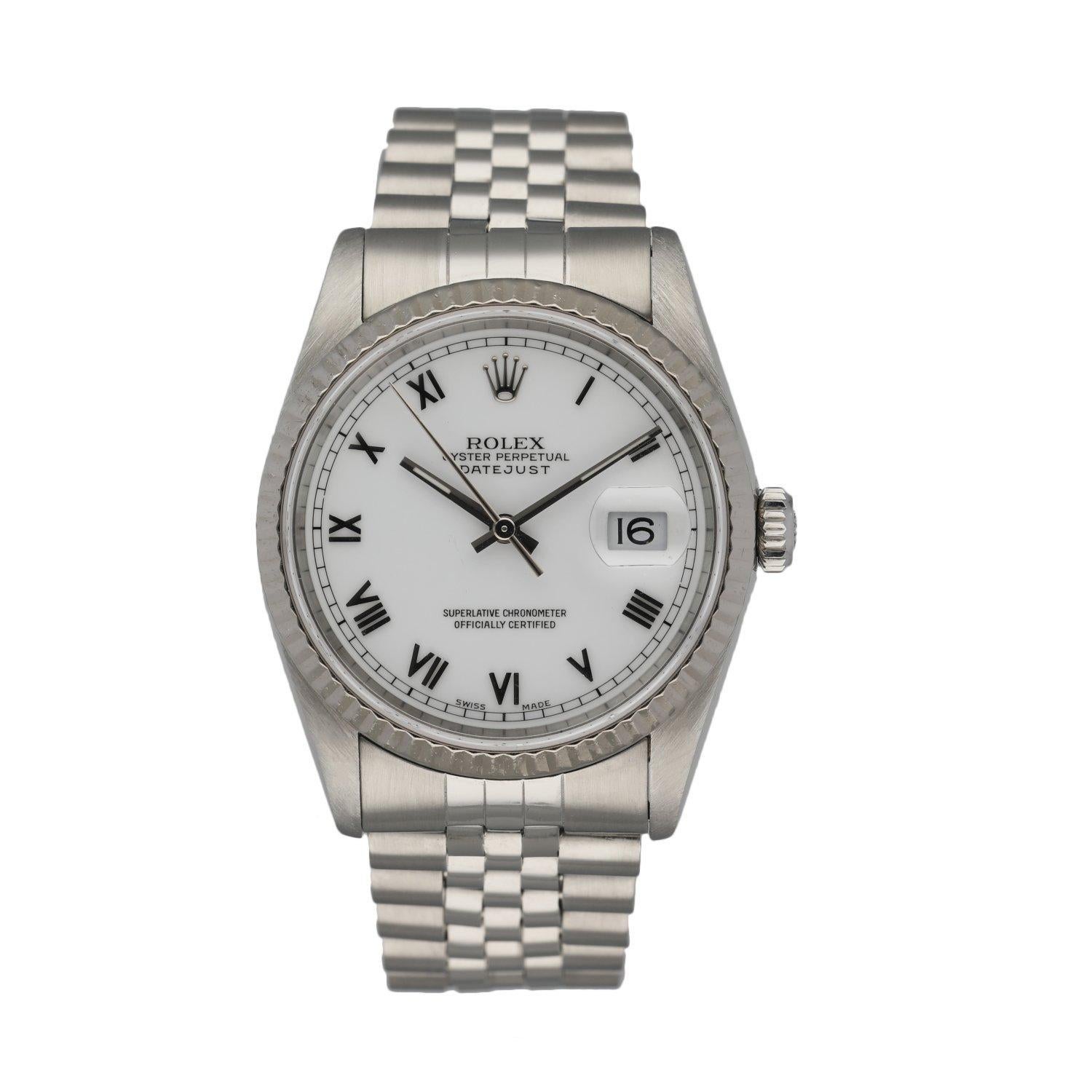 Rolex Datejust 16234 White Dial Men's Watch at 1stDibs