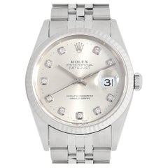 Rolex Datejust 16234G 10P Diamond Silver Dial P Series - Pre-Owned Men's Watch
