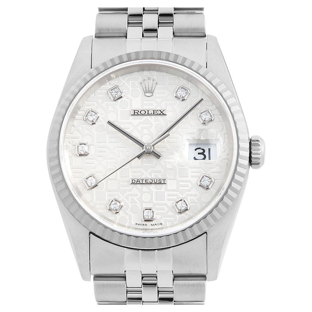 Rolex Datejust 16234G K No. Men's 10P Diamond Silver Dial Jubilee Used Watch