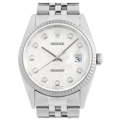 Rolex Montre Datejust 16234G K No. pour hommes 10P avec cadran en argent et diamants Jubilee Used Watch