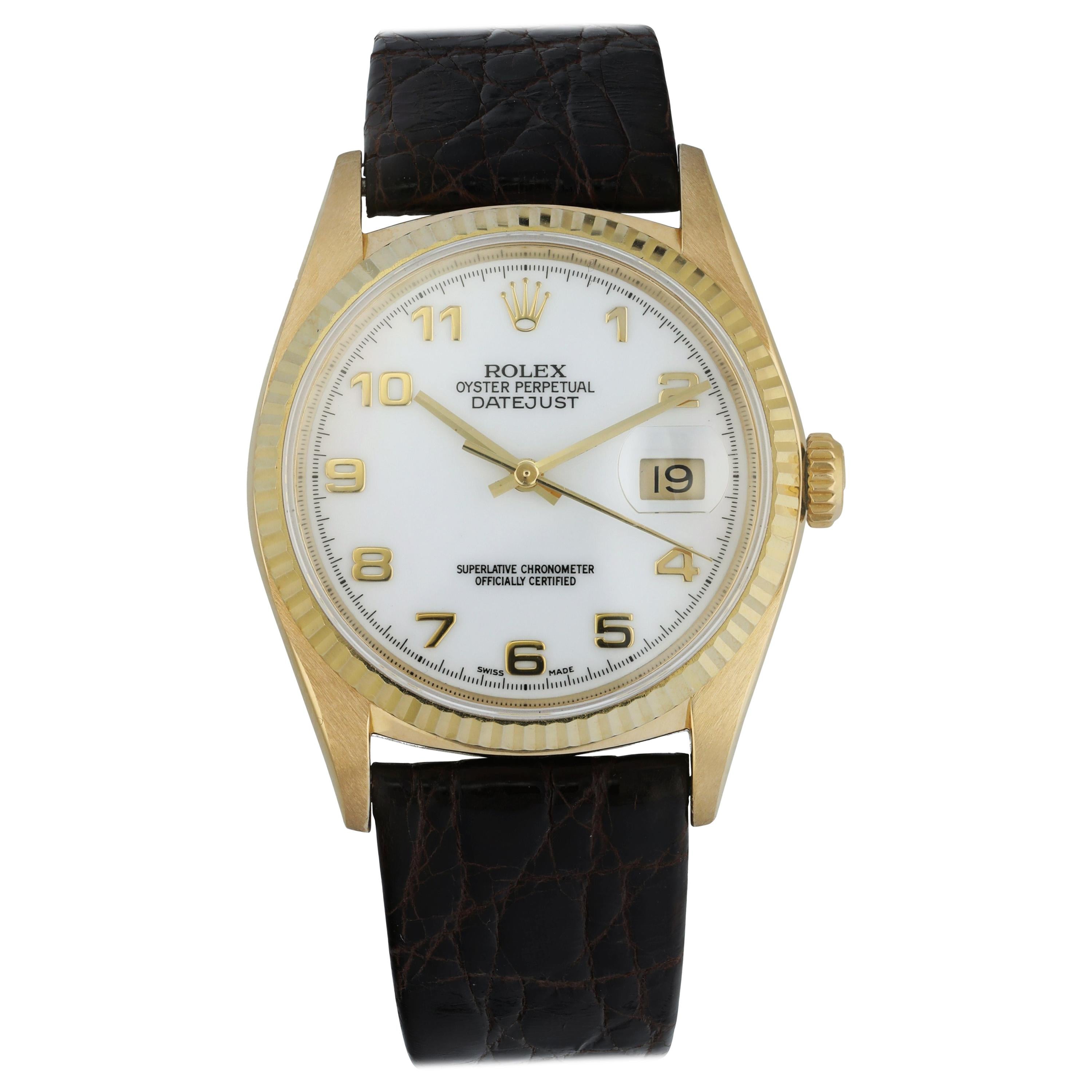 Rolex DateJust 16238 18 Karat Yellow Gold Men's Watch For Sale