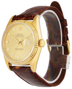 Rolex Datejust 16238 18k Yellow Gold Diamond Mens Watch