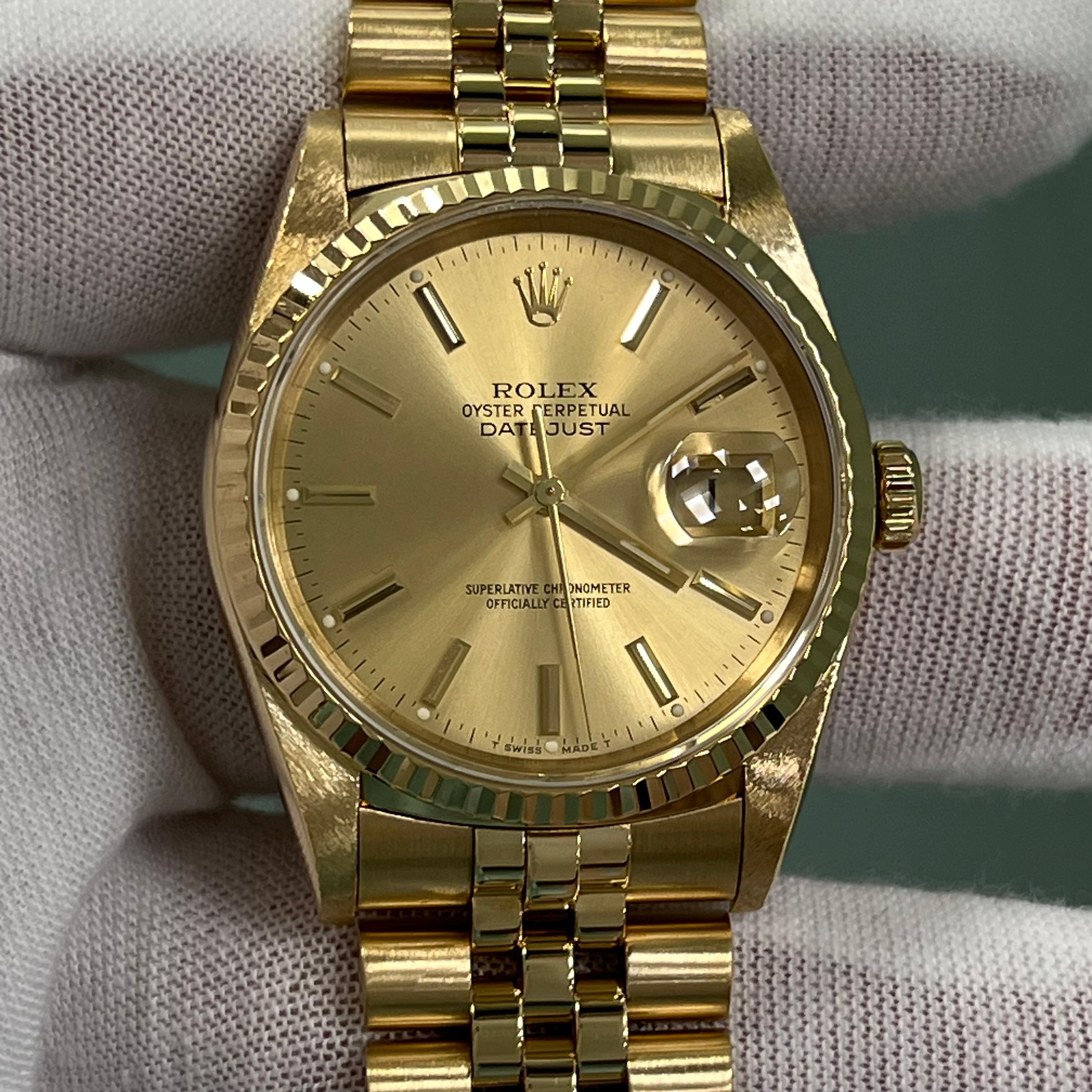 Rolex Datejust 16238 36mm 18K Yellow Gold Champagne Dial Jubilee Band Box Paper 8