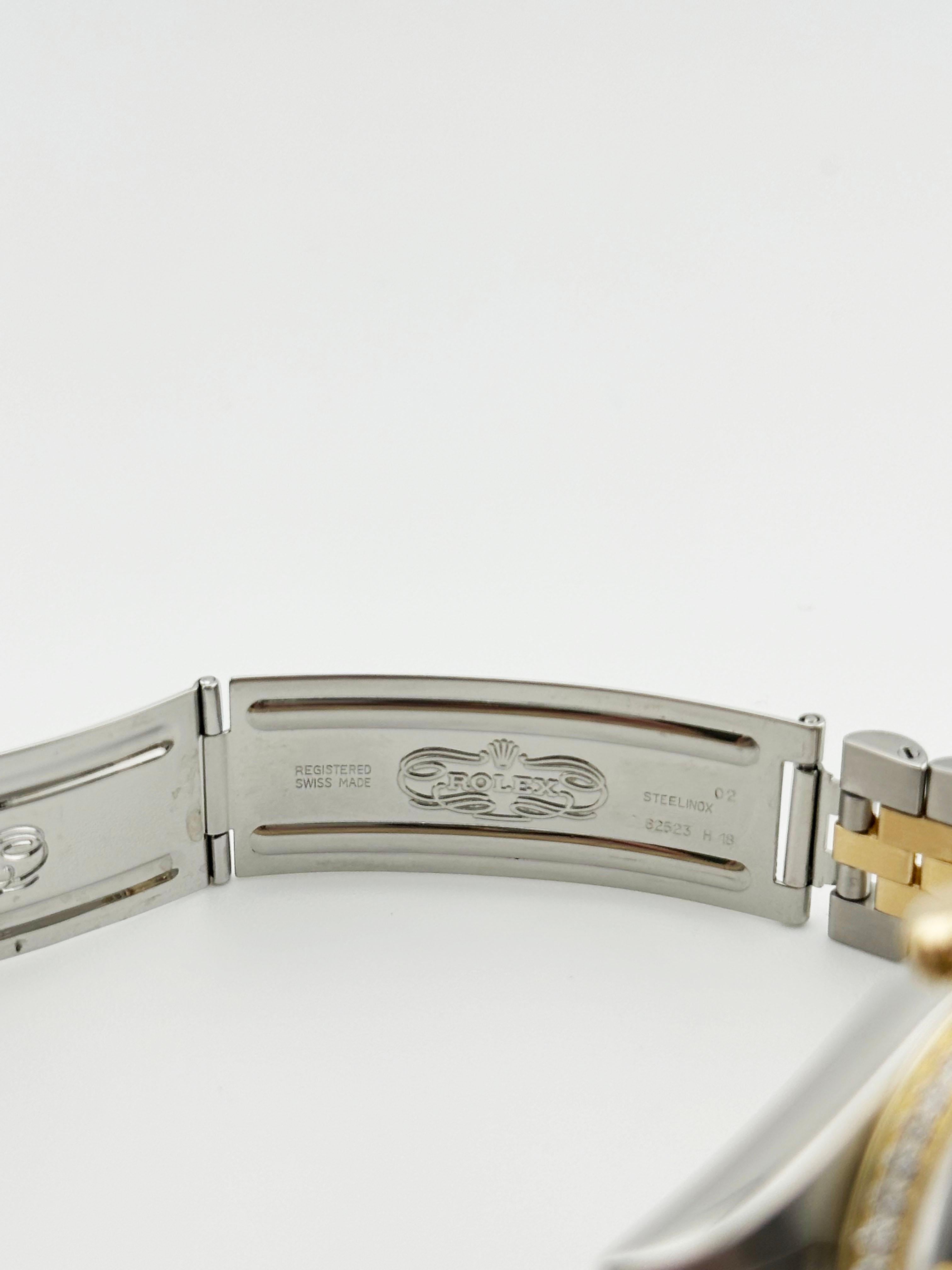 Rolex Datejust 16263 Quadrante e lunetta in diamanti neri Oro giallo 18 carati inossidabile 36 mm in vendita 3