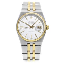 Used Rolex Datejust 17013 Steel 18 Karat Yellow Gold White Dial Quartz Men's Watch