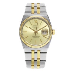 Vintage Rolex Datejust 17013 Steel 18K Yellow Gold Champagne Fluted Quartz Mens Watch