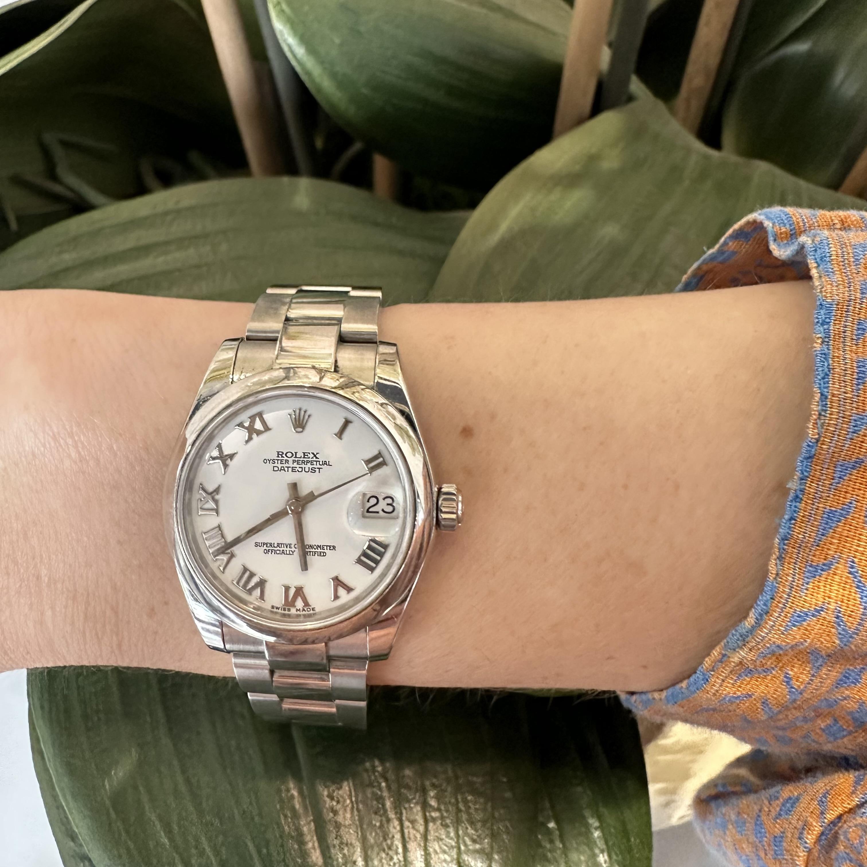 Women's or Men's Rolex Datejust 178240 Steel White Roman Dial 31 mm Watch, 2015 For Sale