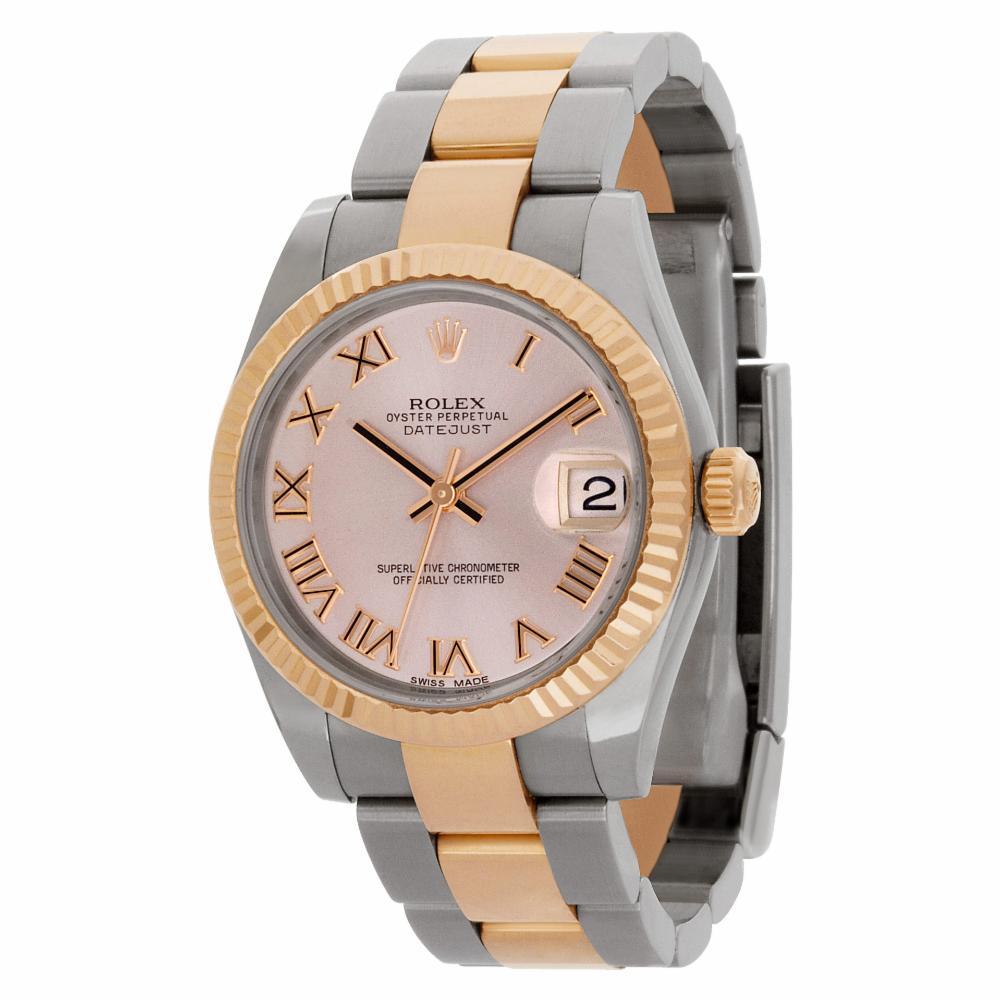 Contemporary Rolex Datejust 178271 18k Rose gold & stainless steel Pink dial Automatic watch For Sale