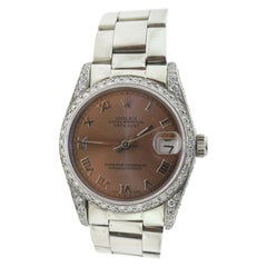 Rolex Datejust 178274 Pink Metallic Dial Diamond Bezel Steel Watch 'R-27'