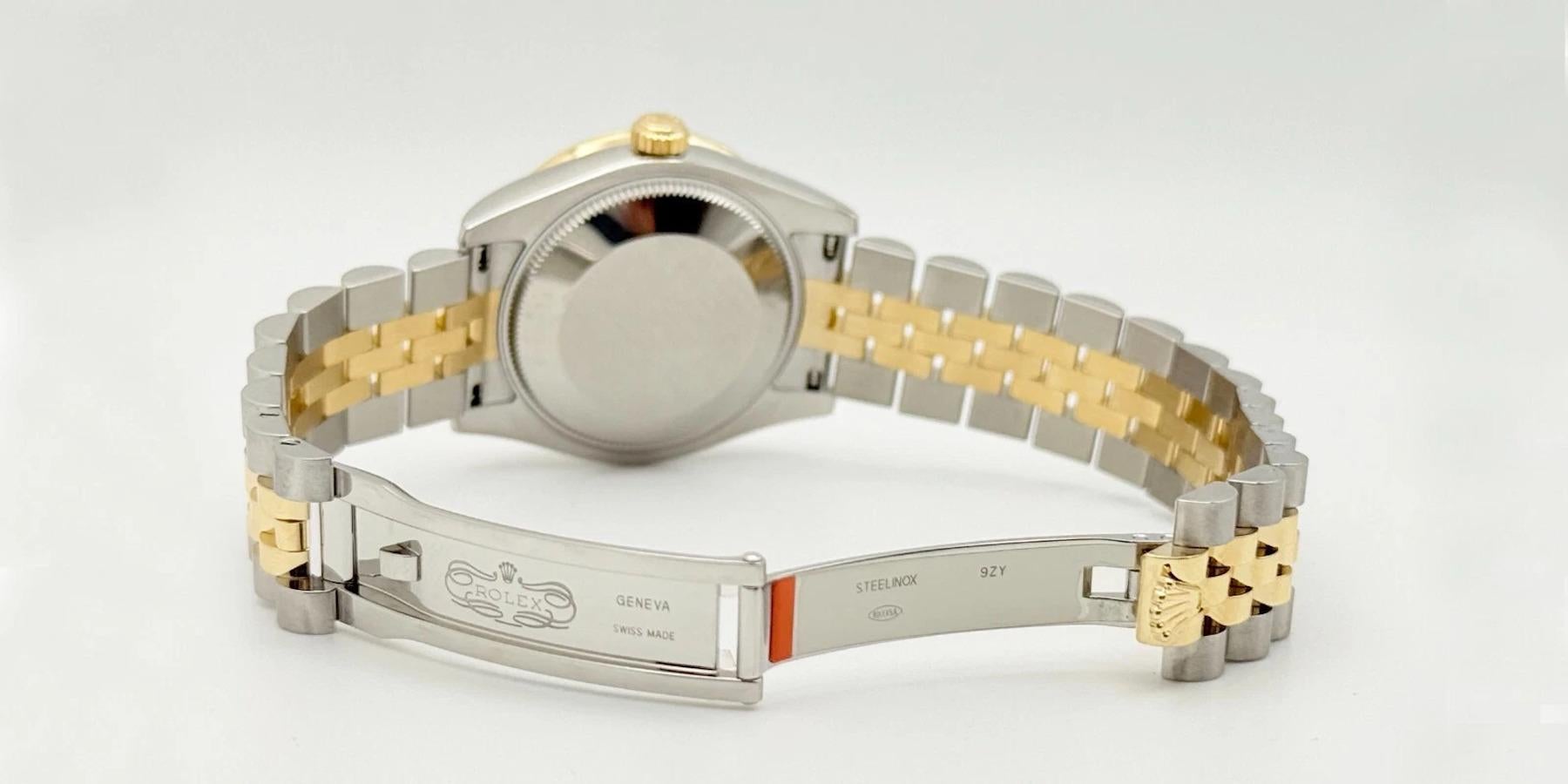 Rolex Montre Datejust 178383 Midsize 31mm avec lunette MOP et cadran en or 18K et diamants en vente 3