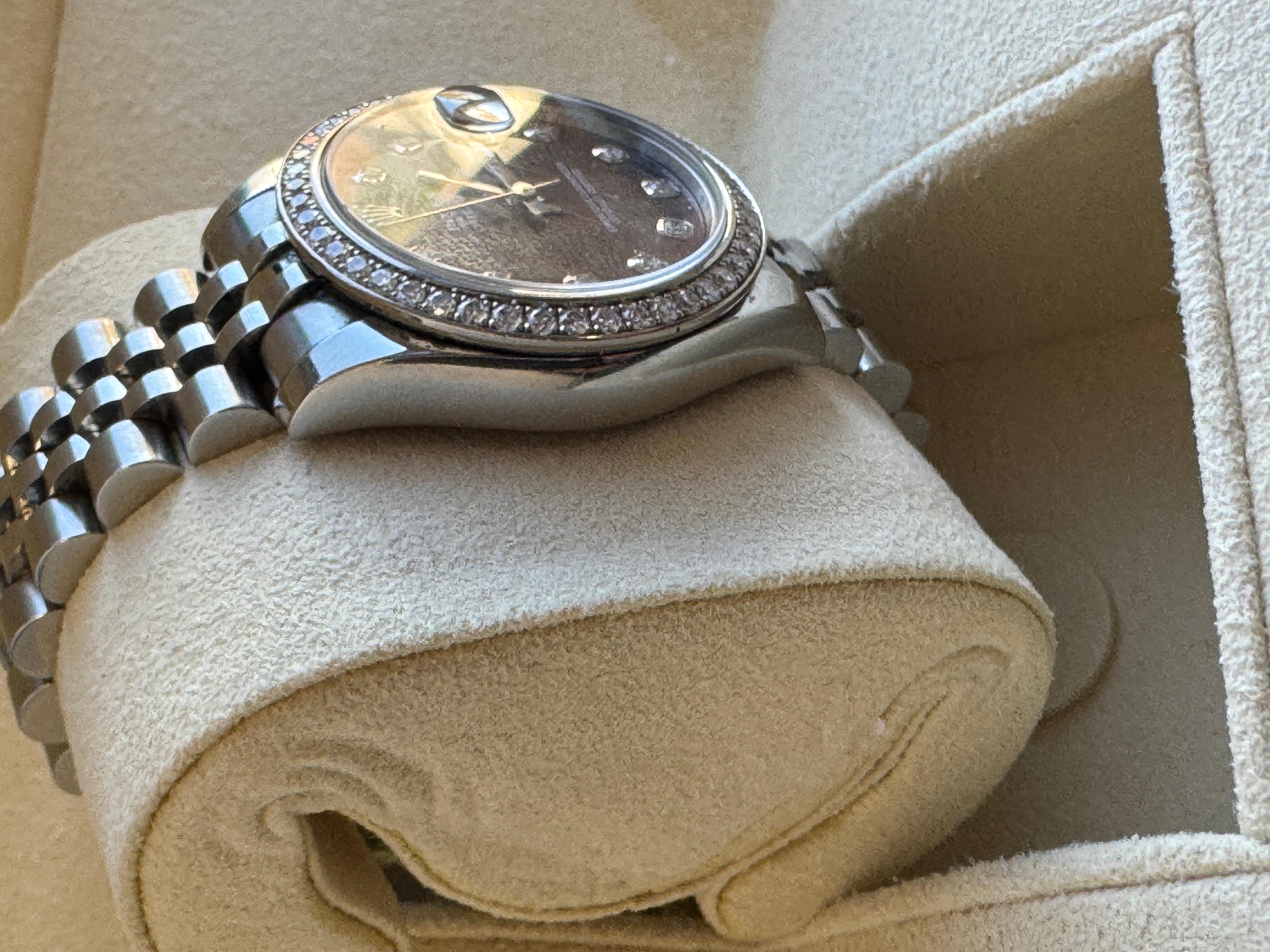 Rolex Date Just 178384 Tahitian MOP Diamant Zifferblatt Box & Papiere mit Zifferblatt im Angebot 4