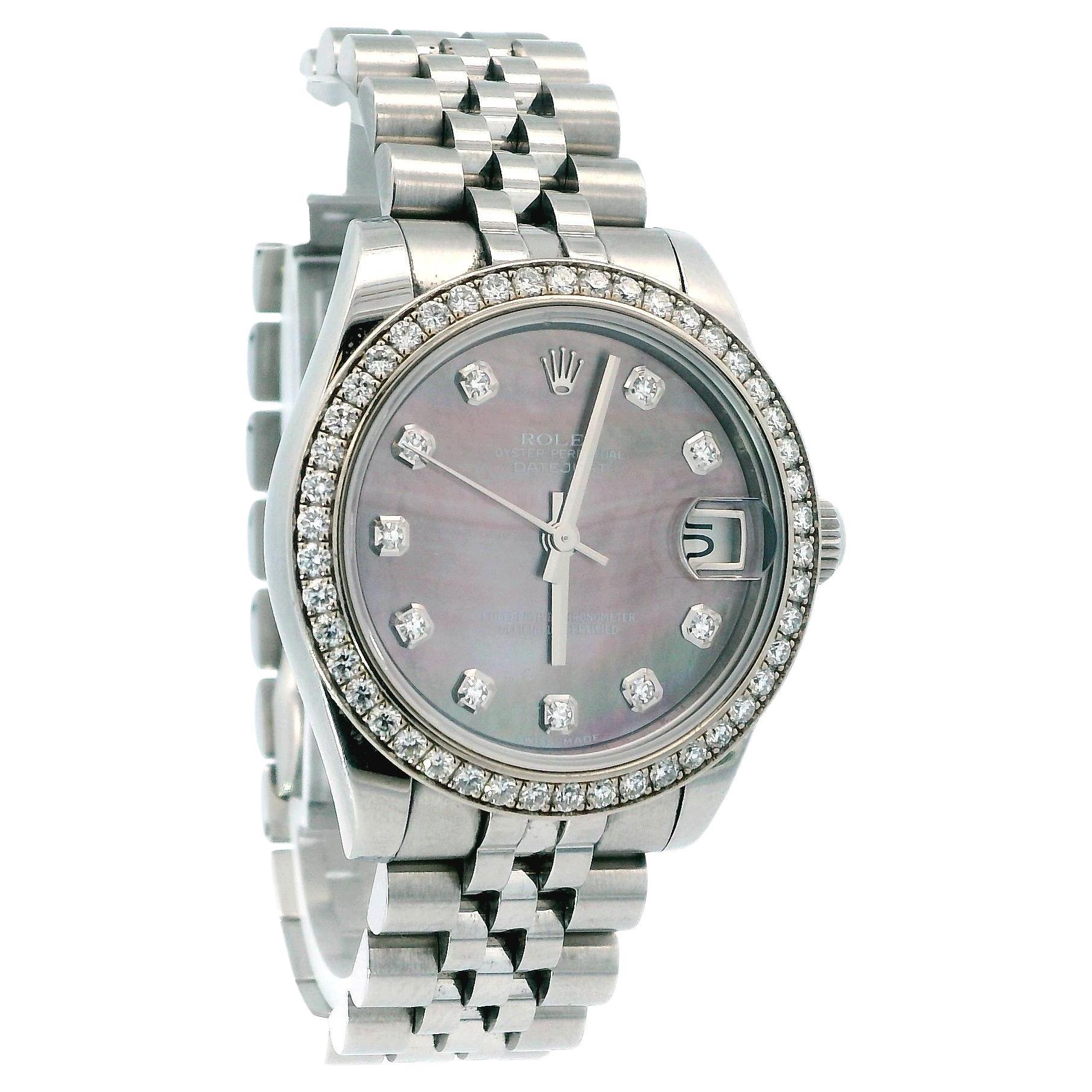 Rolex DateJust 178384 Tahitian MOP Diamond Dial Box & Papers