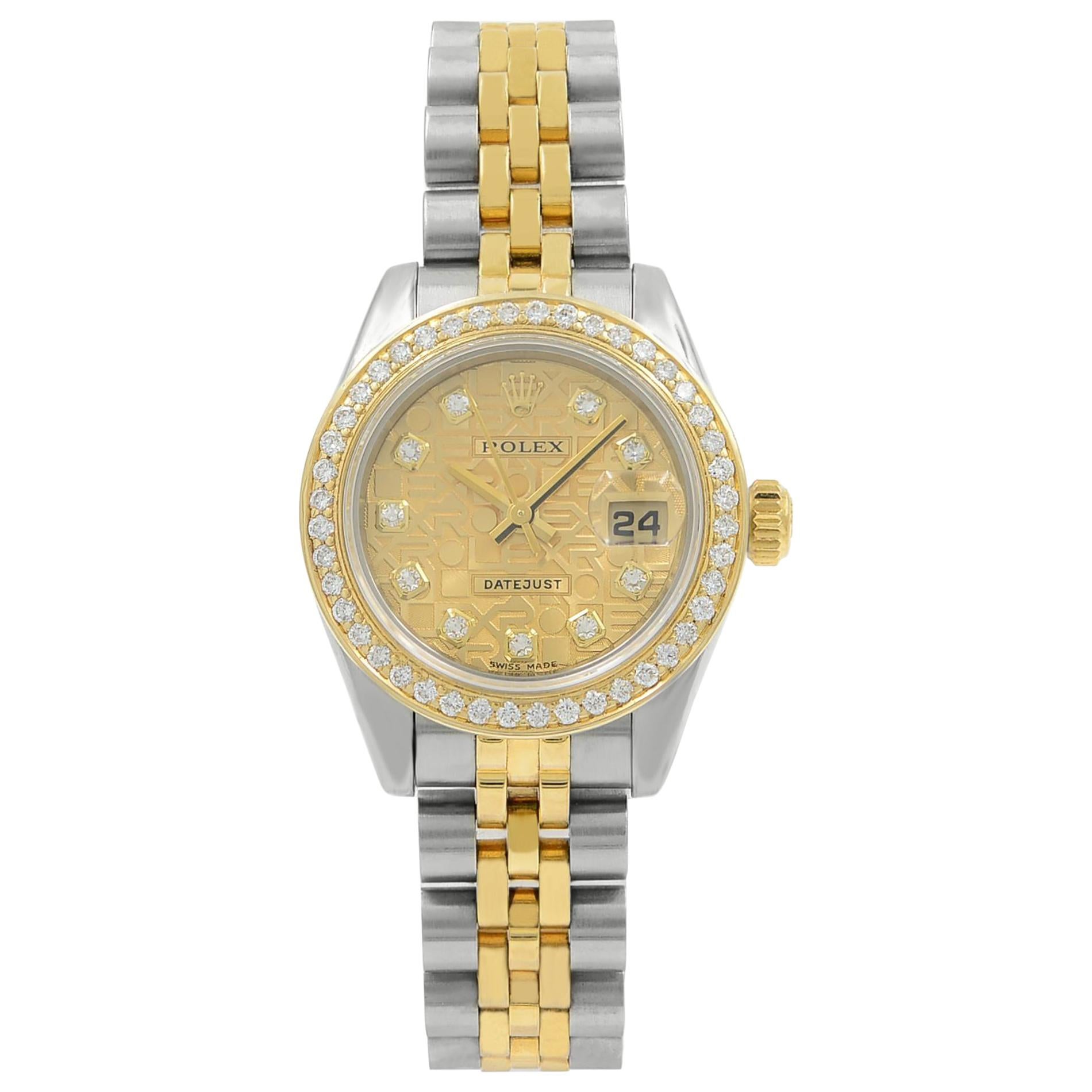 Rolex Datejust 179173 Champagne Jubilee Diamond Dial Steel 18K Gold Ladies Watch