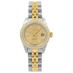 Rolex Montre Datejust 179173 Champagne Jubilee avec cadran en acier et or 18 carats pour femmes