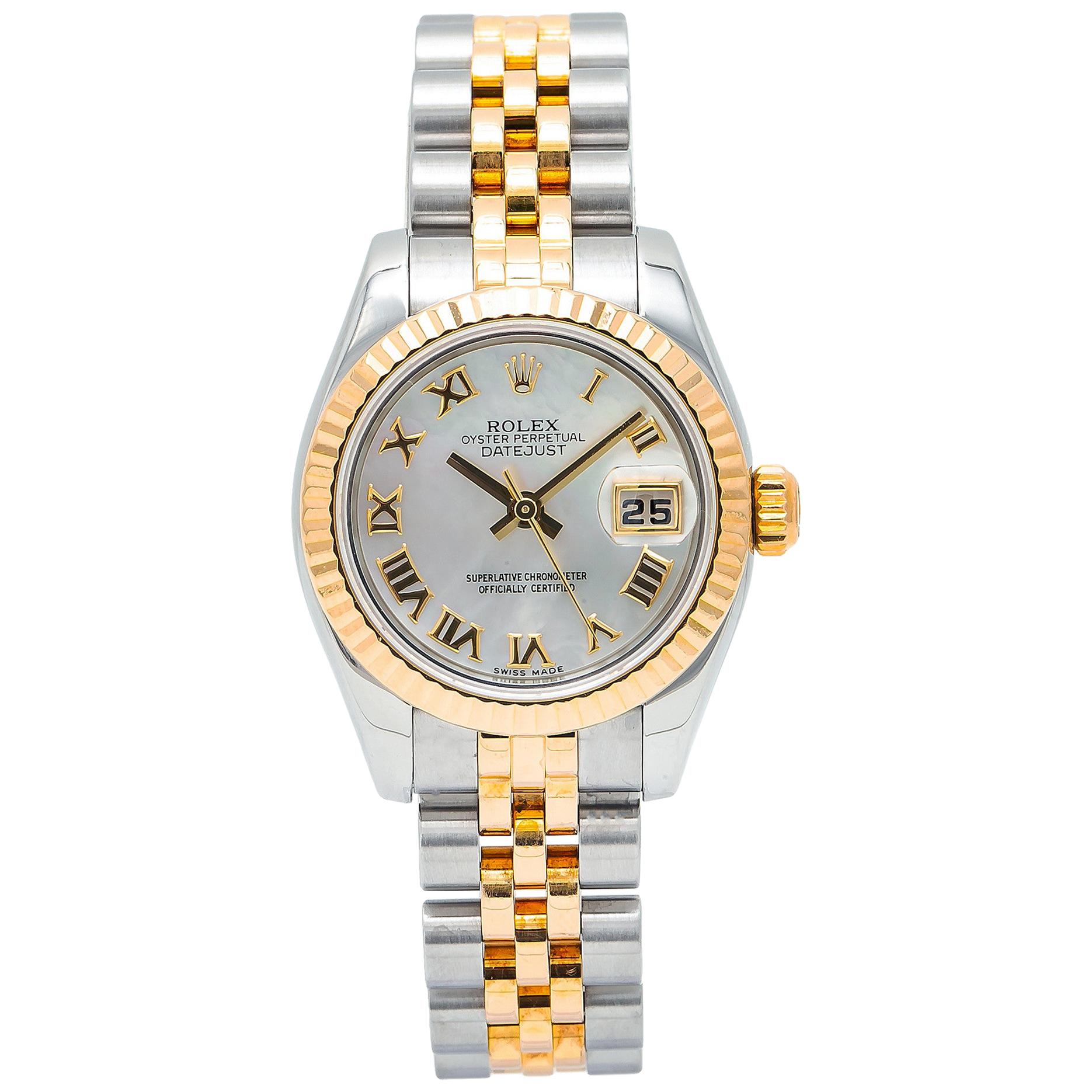 Rolex Datejust 179173 MOP Roman Women's Automatic Watch 18K Two-Tone Papers
