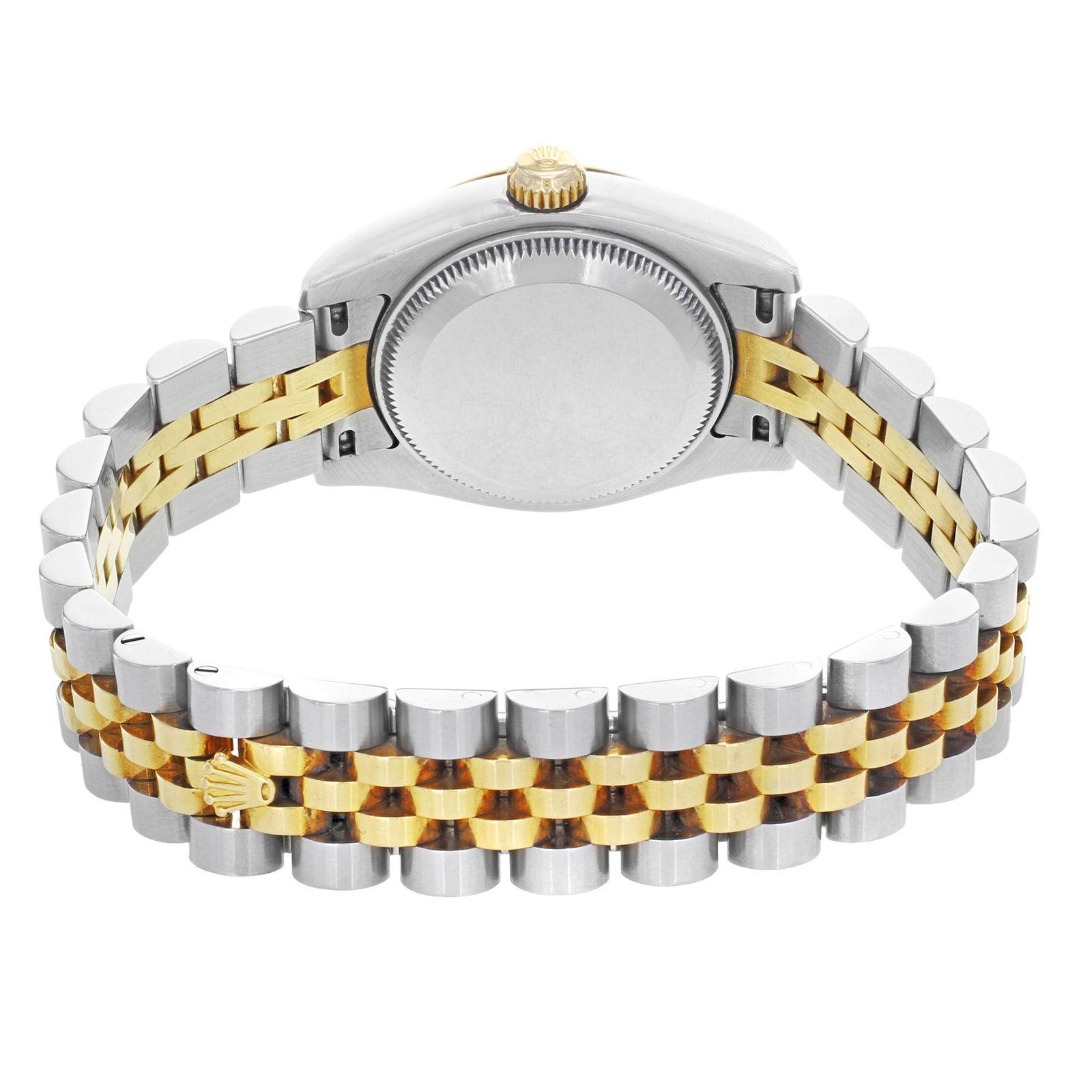 Rolex Datejust 179173 Steel 18 Karat Gold White Dial 0.80 Custom Diamond Watch 1