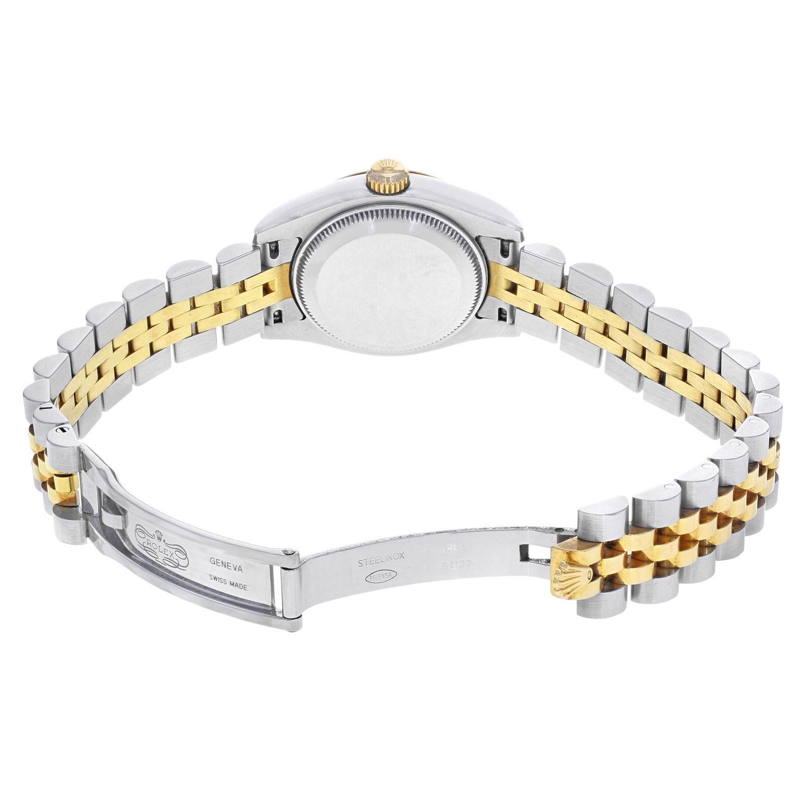 Rolex Datejust 179173 Steel 18 Karat Gold White Dial 0.80 Custom Diamond Watch 2