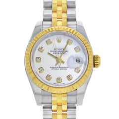 Rolex Datejust 179173 Steel 18 Karat Gold White Diamond Dial Automatic Watch