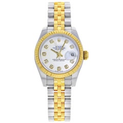Rolex Datejust 179173 Steel 18 Karat Gold White Diamond Dial Automatic Watch