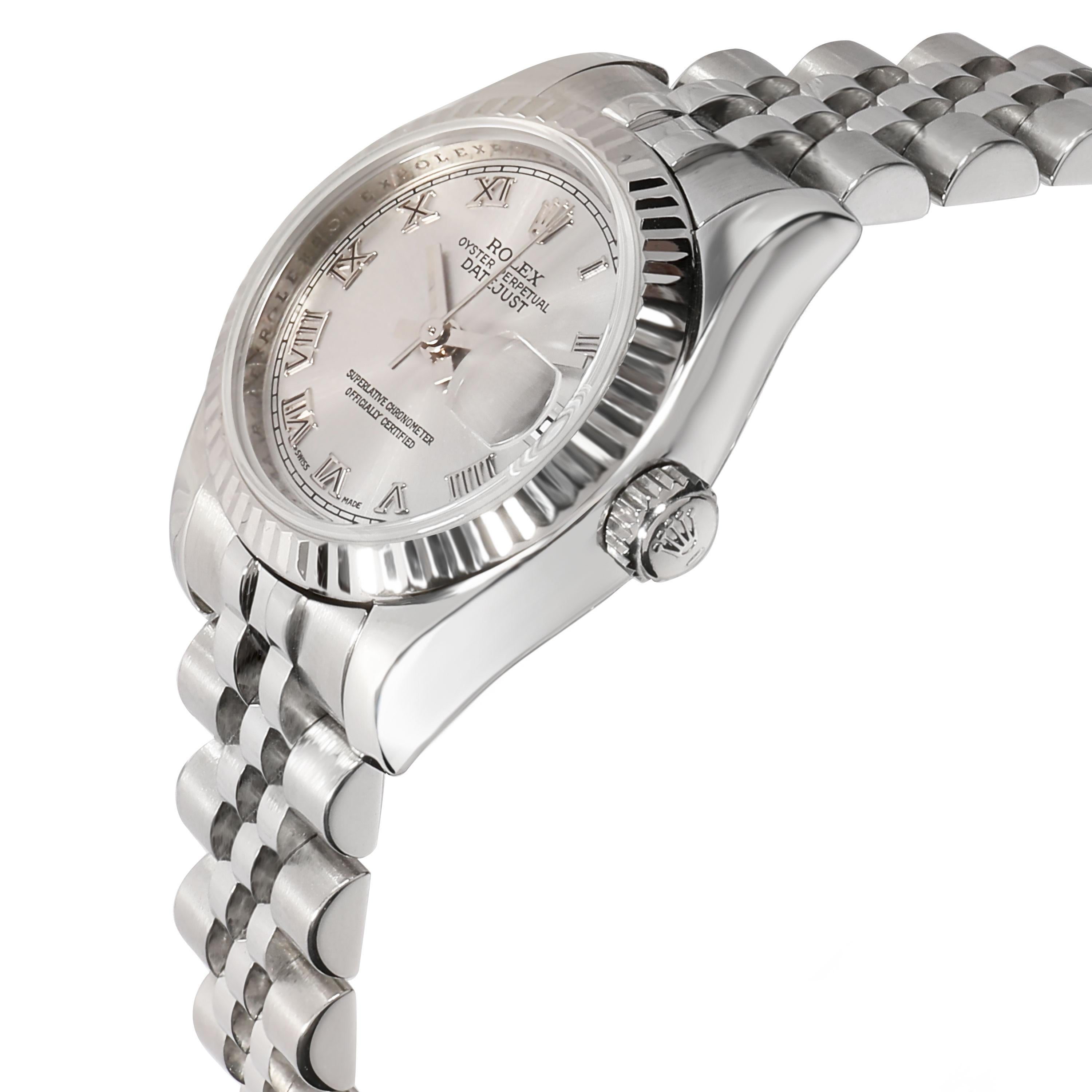Rolex Datejust 179174 Women's Watch in 18 Karat Stainless Steel/White Gold In Excellent Condition In New York, NY