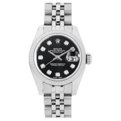 Rolex Datejust 179174G 10P Diamond Black Dial V-Series Ladies' Watch Used