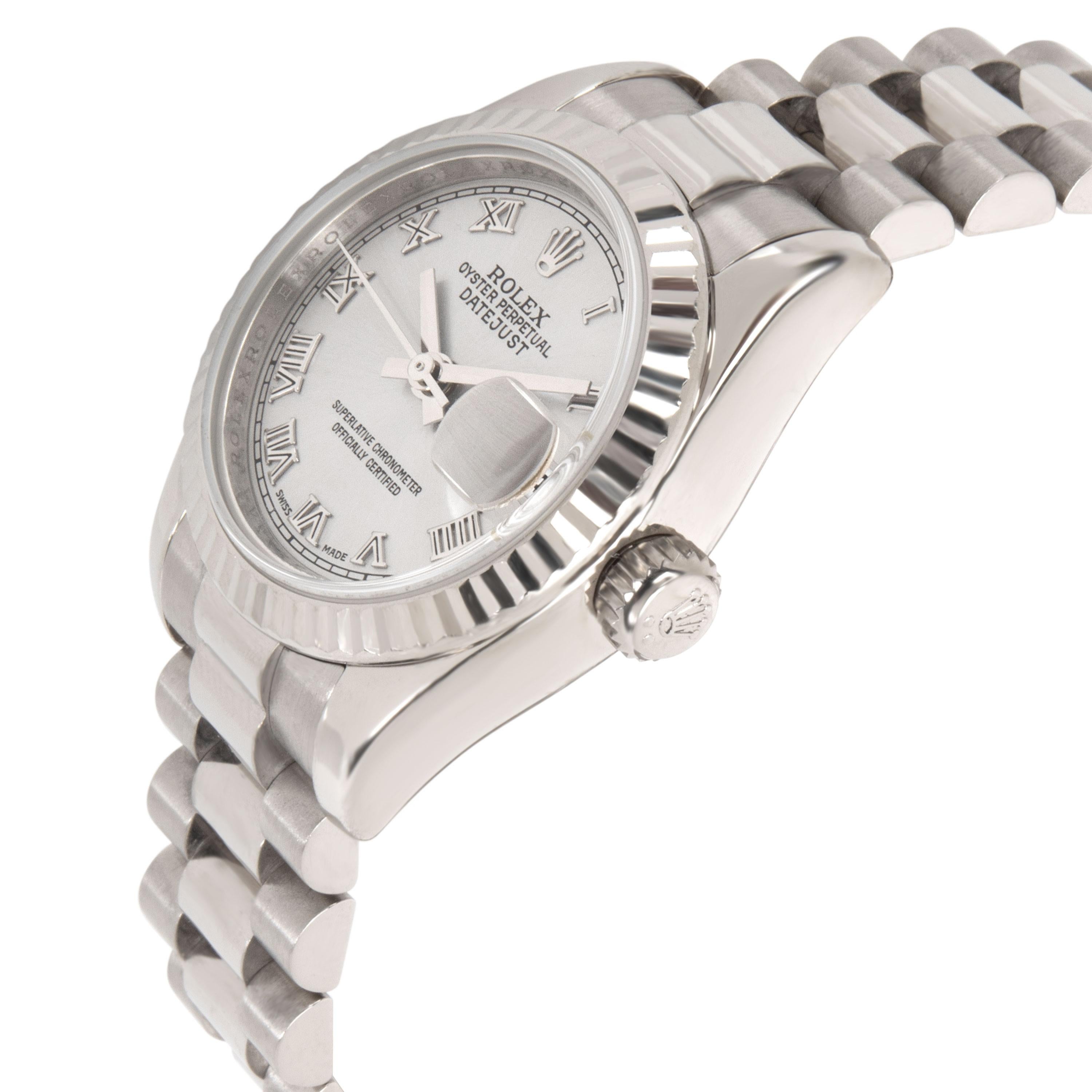 Rolex Datejust 179179 Women's Watch in 18 Karat White Gold In Excellent Condition In New York, NY