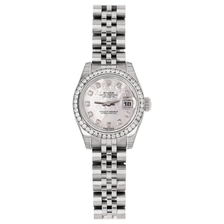 Rolex Datejust 179384 Jubilee, Mother of Pearl Dial Diamond Bezel New For  Sale at 1stDibs