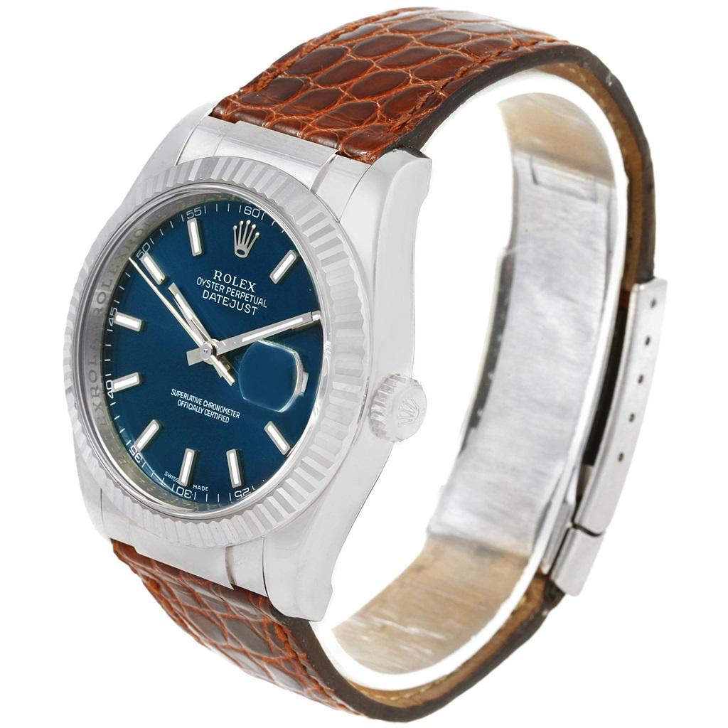 Rolex Datejust 18 Karat White Gold Blue Dial Men's Watch 116139 Box Papers 5