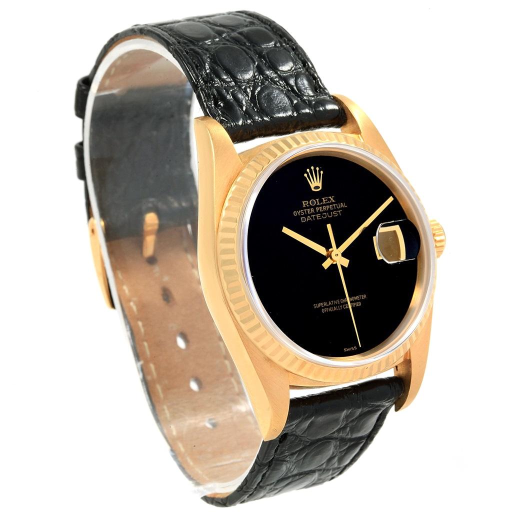 Rolex Datejust 18 Karat Yellow Gold Onyx Dial Vintage Men's Watch 16018 Herren