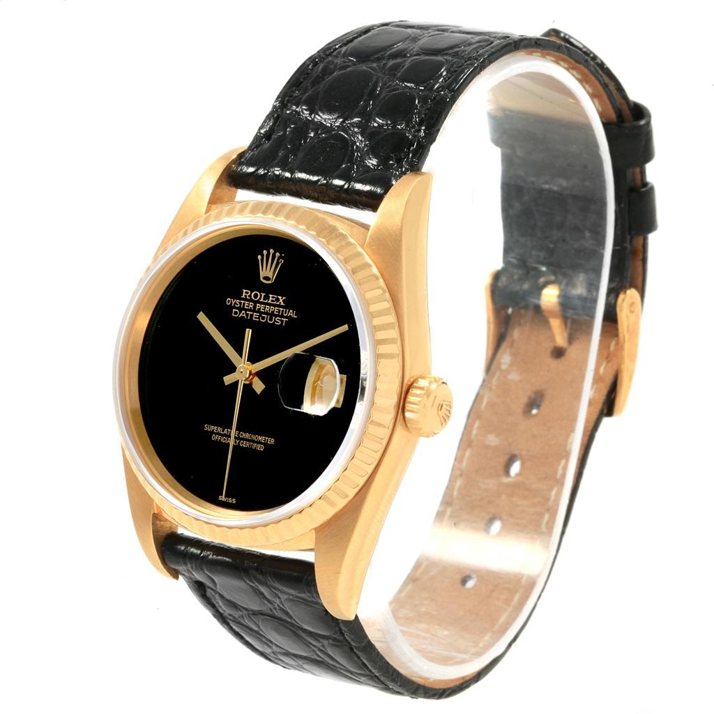 Rolex Datejust 18 Karat Yellow Gold Onyx Dial Vintage Men's Watch 16018 1