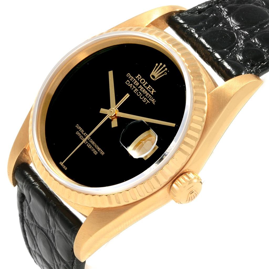 Rolex Datejust 18 Karat Yellow Gold Onyx Dial Vintage Men's Watch 16018 2