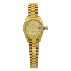 Retro Rolex Datejust 18K Gold Champagne Diamond Dial President Ladies Watch 69178G
