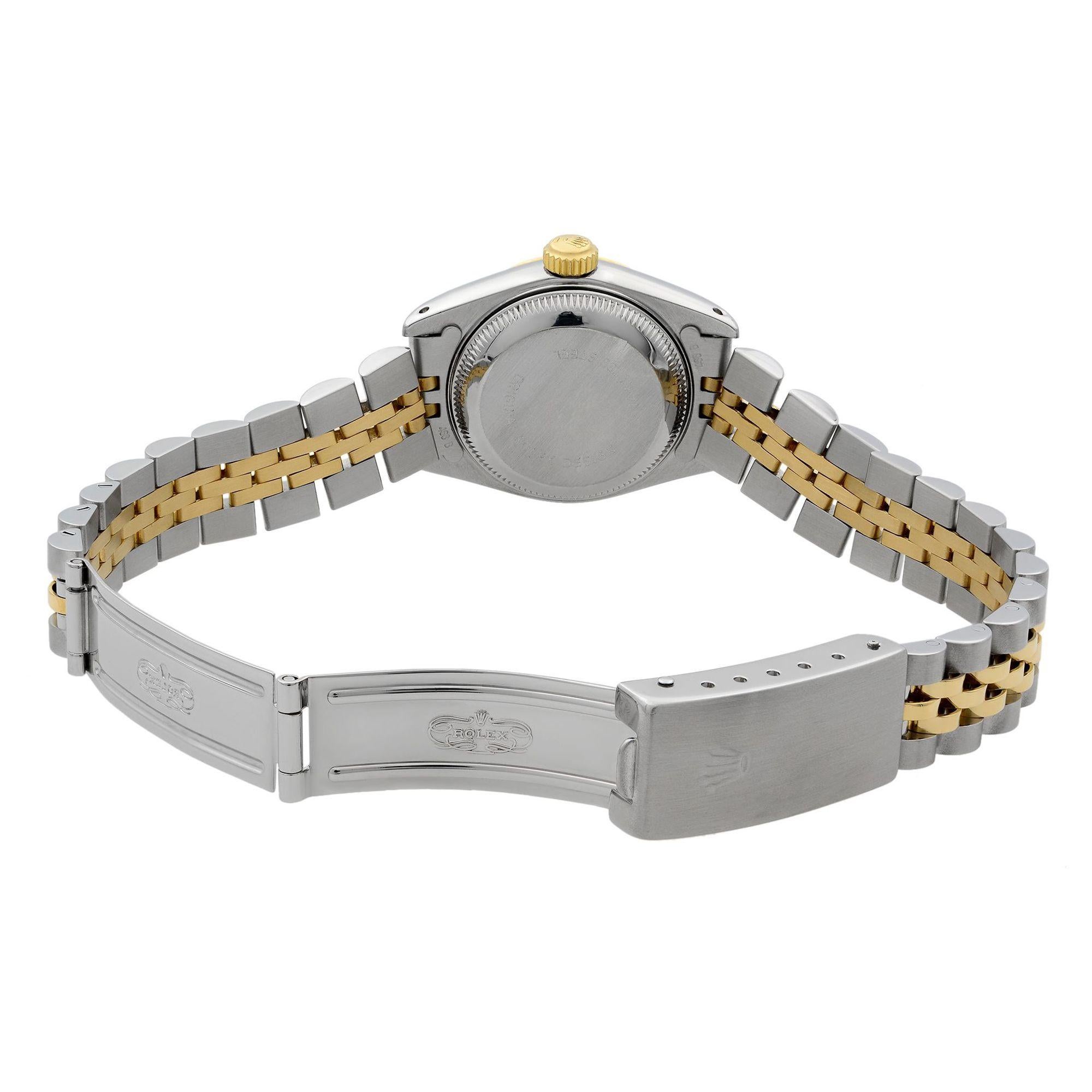 Women's Rolex Datejust 18k Gold Champagne Factory Diamond Dial Ladies Watch 69173