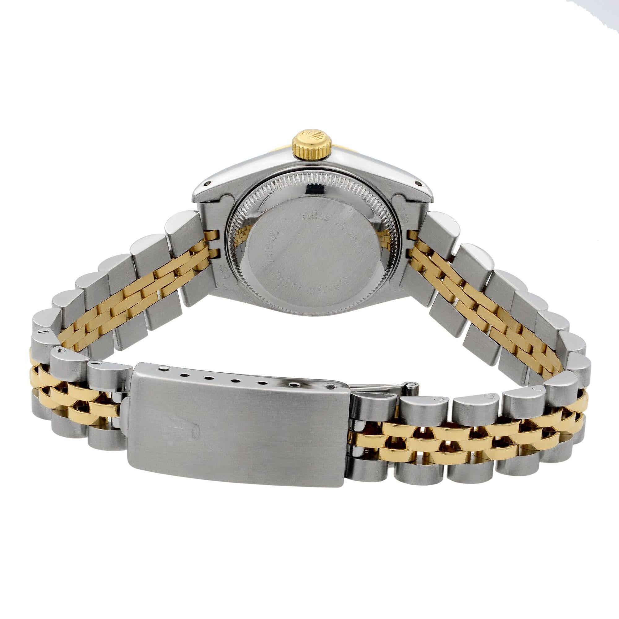 Rolex Datejust 18k Gold Champagne Factory Diamond Dial Ladies Watch 69173 1