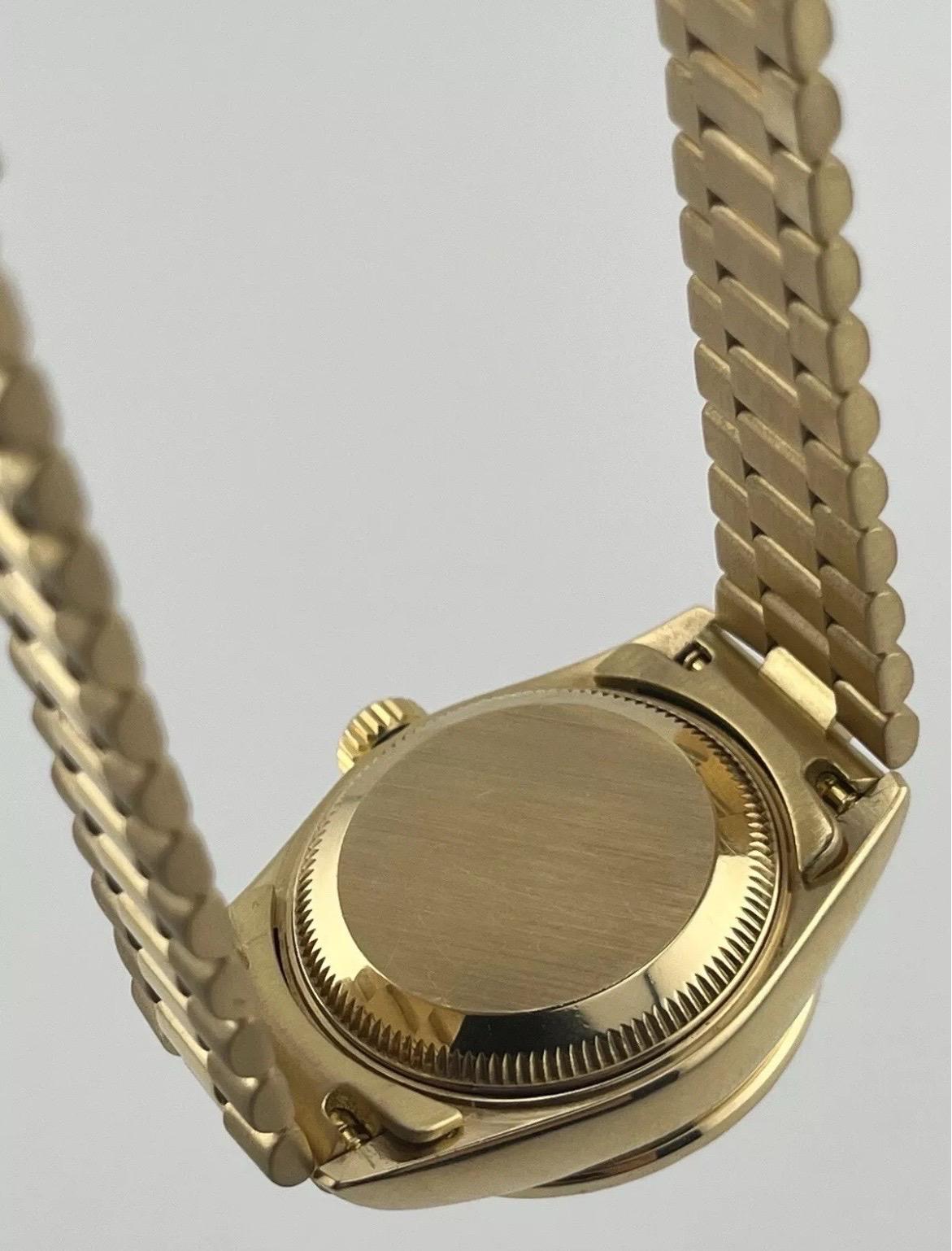 Rolex Datejust 18K Gold President 69138 Diamond Bezel MOP Dial Ladies 26mm Watch For Sale 6