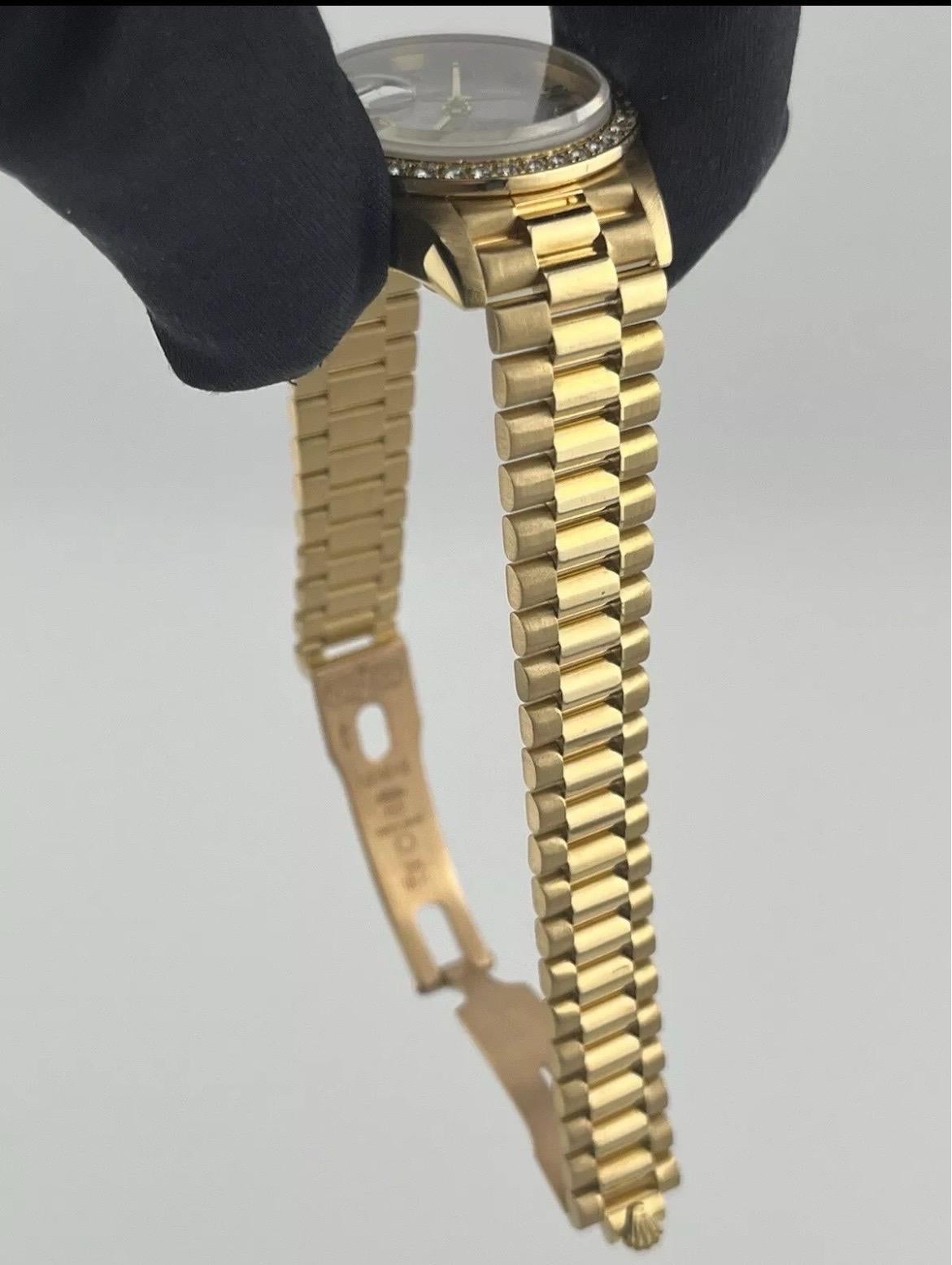 Rolex Datejust 18K Gold President 69138 Diamond Bezel MOP Dial Ladies 26mm Watch For Sale 9