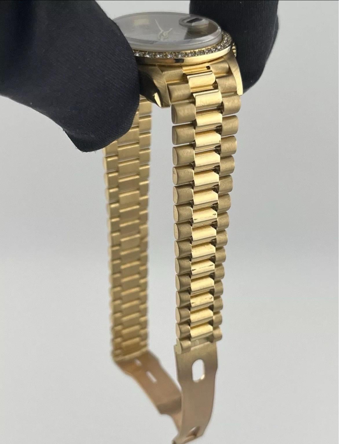 Rolex Datejust 18K Gold President 69138 Diamond Bezel MOP Dial Ladies 26mm Watch For Sale 10